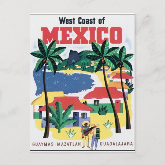 Westküste Mexikos farbenfrohe Grafik Postkarte (Vorderseite)