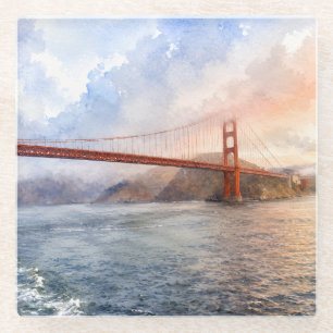 Westküsten-Ästhetik Golden Gate Bridge SF Geschenk Glasuntersetzer