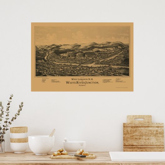 Westlibanon, NH Panoramic Map - 1889 Poster (Küche)