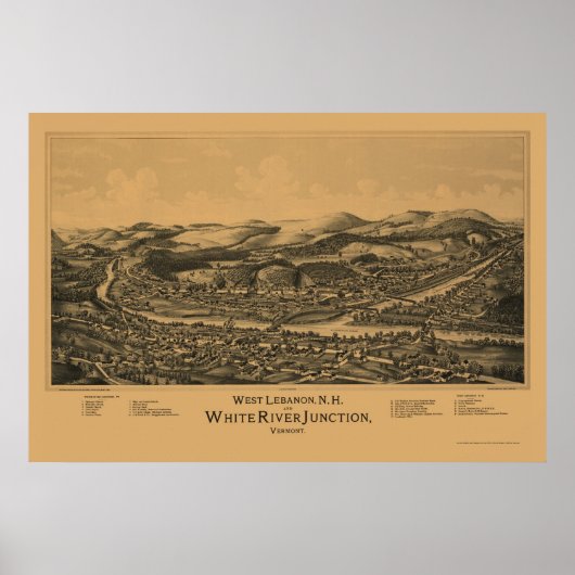 Westlibanon, NH Panoramic Map - 1889 Poster (Vorne)