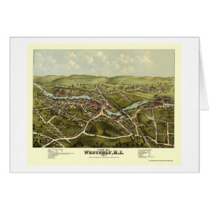 Westlich, RI panoramische Karte - 1877