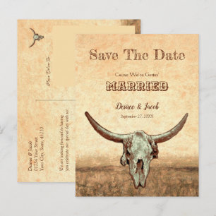 Westlich-rustikales Land-Beige Save-the-Date Postkarte