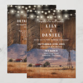 Westliche Barn Wood QR Code All Inclusive Hochzeit Einladung (Vorne/Hinten)