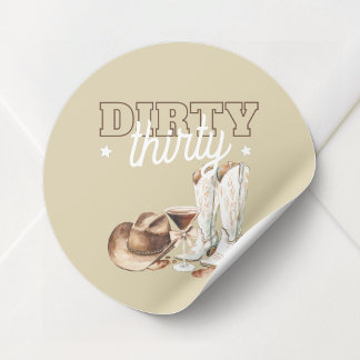 Westliche Beige Dirty Thirty 30. Geburtstagsfeier Runder Aufkleber