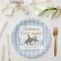 Westliche blaue Cowboy-Rodeo-Geburtstagspapierplat
