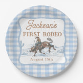 Westliche blaue Cowboy-Rodeo-Geburtstagspapierplat Pappteller (Vorderseite)