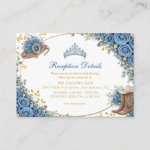 Westliche Blaue Rosen Goldenes Land Quinceañera Begleitkarte