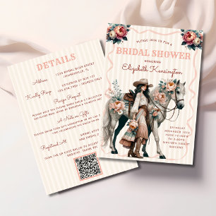 Westliche Boho-Cowgirl-Pferd-Blumen-Brautparty Einladung