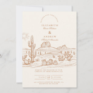 Westliche Boho-Kaktus-Wüstenlandschaft-Hochzeit Einladung