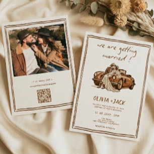 Westliche Country-Boho-Foto-QR-Code-Hochzeit Einladung