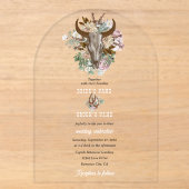 Westliche Country Cowboy Boho Kuhschädel Hochzeit Acryleinladungen (Vorderseite)