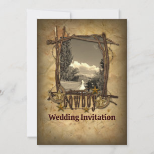 westliche Country-Cowboy-Hochzeit Foto-Einladung Einladung