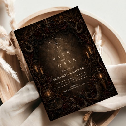 Westliche Country-Goth-Hochzeit Save The Date