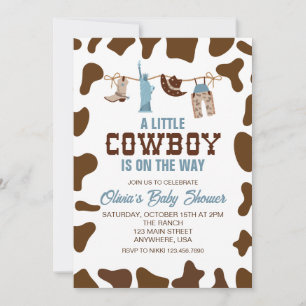 Westliche Cowboy-Blau-Karierte Babyparty-Einladung Einladung