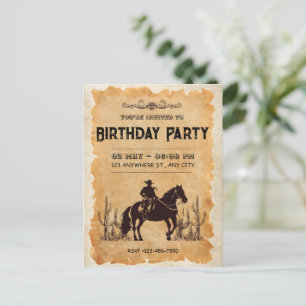 Westliche Cowboy-Einladung zum ersten Geburtstag Postkarte