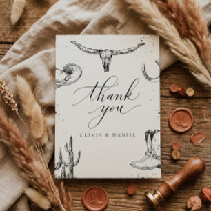 Westliche Cowboy-Hochzeit Danke-Karte Dankeskarte