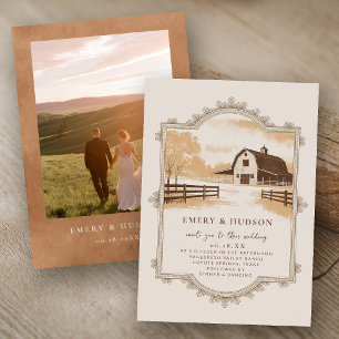 Westliche Cowboy-Vintage-Ranch-Scheunen-Hochzeitsf Einladung