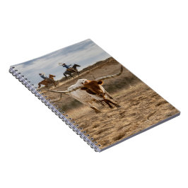 Westliche Cowboys mit Longhorn-Rindern Notizblock
