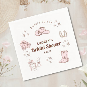 Westliche Cowgirl Handgezeichnete Hochzeitsdusche Serviette