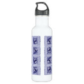 Westliche Denim Blau Delfter Kachel Edelstahlflasche (Rückseite)