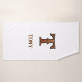 Westliche geprägte Lederinitialen-Monogramm T Badehandtuch (Badehandtuch)