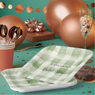 Westliche grüne Creme-Karo-Streifen Brausebad Pappteller