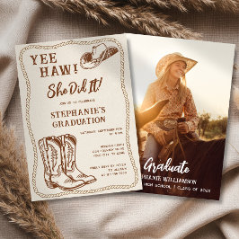 Westliche handgezeichnete Cowboystiefel Abschlussf Einladung