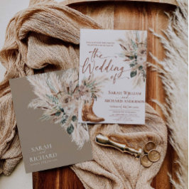 Westliche Herbst-Blumenstiefel-Hochzeitseinladungs Einladung