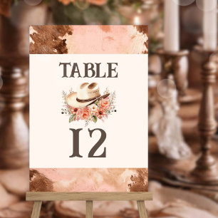 Westliche Hochzeit Blush Rindsleder Hochzeitstisch Tischnummer