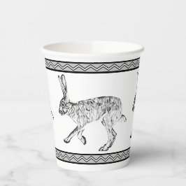 Westliche Jackkaninchen & geometrische Berge Pappbecher