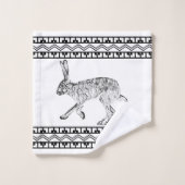 Westliche Jackkaninchen und geometrische Berge Badhandtuch Set (Waschlappen)