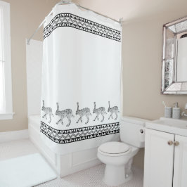 Westliche Jackkaninchen und geometrische Berge Duschvorhang