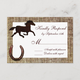 Westliche Jute Cowboy Pferd Hufeisen Hochzeit RSVP Karte