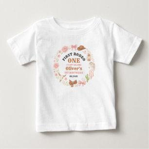 Westliche Kokette Cowgirl 1. Geburtstag Süß Rosa Baby T-shirt