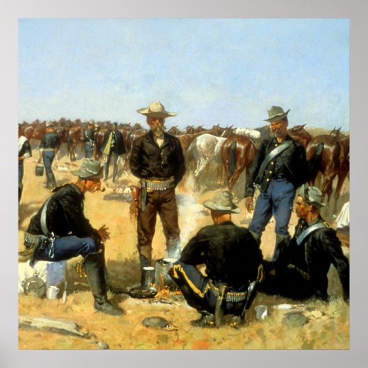 Westliche Kunst „Frühstück eines Kavalleristen“ Poster (Vorne)