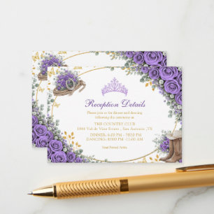 Westliche Lavendelrosen Goldenes Land Quinceañera Begleitkarte