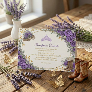 Westliche Lavendelrosen Goldenes Land Quinceañera Begleitkarte