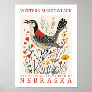 Westliche Lerchenstärling Vogel von Nebraska USA R Poster