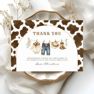 Westliche Little Cowboy Baby Shower Dankeskarten  Dankeskarte