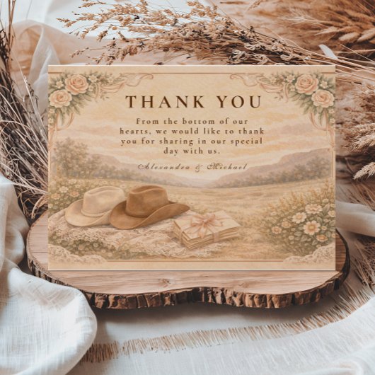 Westliche Meadow Keepsake-Hochzeit Dankeskarte