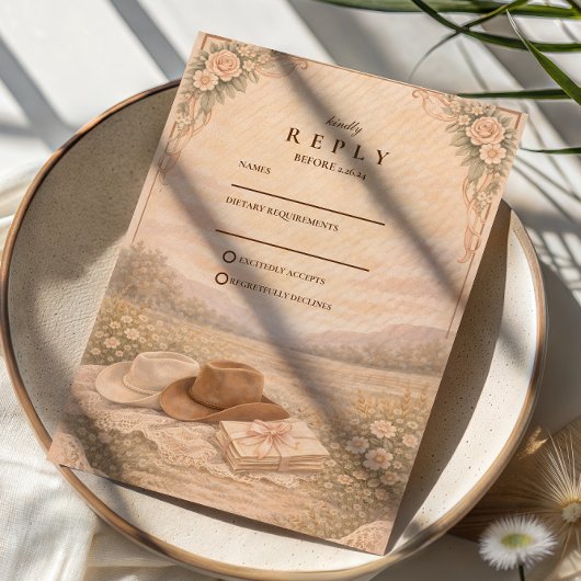 Westliche Meadow Keepsake Hochzeit RSVP Karte