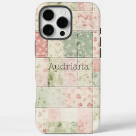 Westliche Mint-Rosa-Blumen-Quiltmuster iPhone 16 Pro Max Hülle