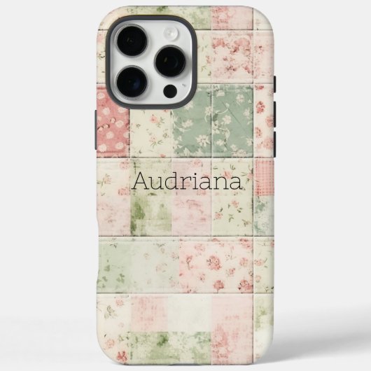 Westliche Mint-Rosa-Blumen-Quiltmuster Case-Mate iPhone Hülle (Rückseite)