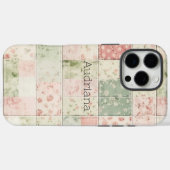 Westliche Mint-Rosa-Blumen-Quiltmuster Case-Mate iPhone Hülle (Rückseite (Horizontal))