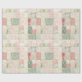 Westliche Mint-Rosa-Blumen-Quiltmuster Geschenkpapier (Flach)