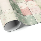 Westliche Mint-Rosa-Blumen-Quiltmuster Geschenkpapier (Rolleneckpunkt)
