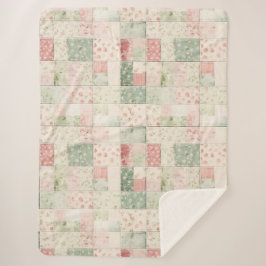 Westliche Mint-Rosa-Blumen-Quiltmuster Sherpadecke