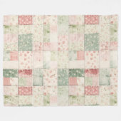 Westliche Minz-Rosa Blumen-Quiltmuster Fleecedecke (Vorderseite (Horizontal))