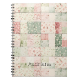 Westliche Minz-Rosa Blumen-Quiltmuster Notizblock