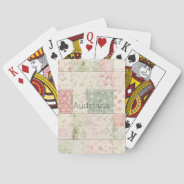 westliche Minz-Rosa Blumen-Quiltmuster Spielkarten